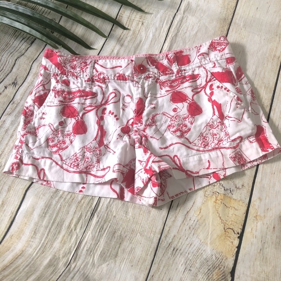 Lilly Pulitzer Super Cute Red/ White Short Size 0 - Picture 3 of 11